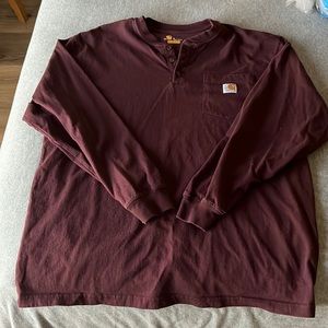Men’s pocketed maroon long sleeve Carhartt shirt